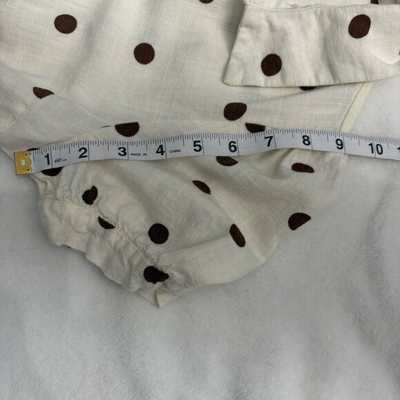 Polka Dot ButtonDown Midi Dress W/ Puff Sleeves & Tiered Skirt Juniors Womens M - Picture 9 of 11